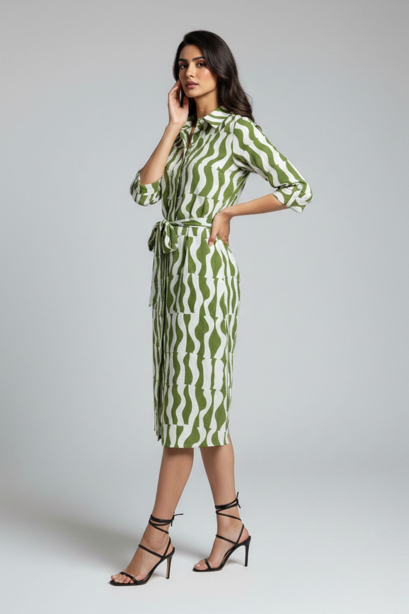 Tie-Up Shirt Dress - Multi | Viscose Blend