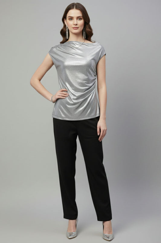 Silver Metallic Shine Top