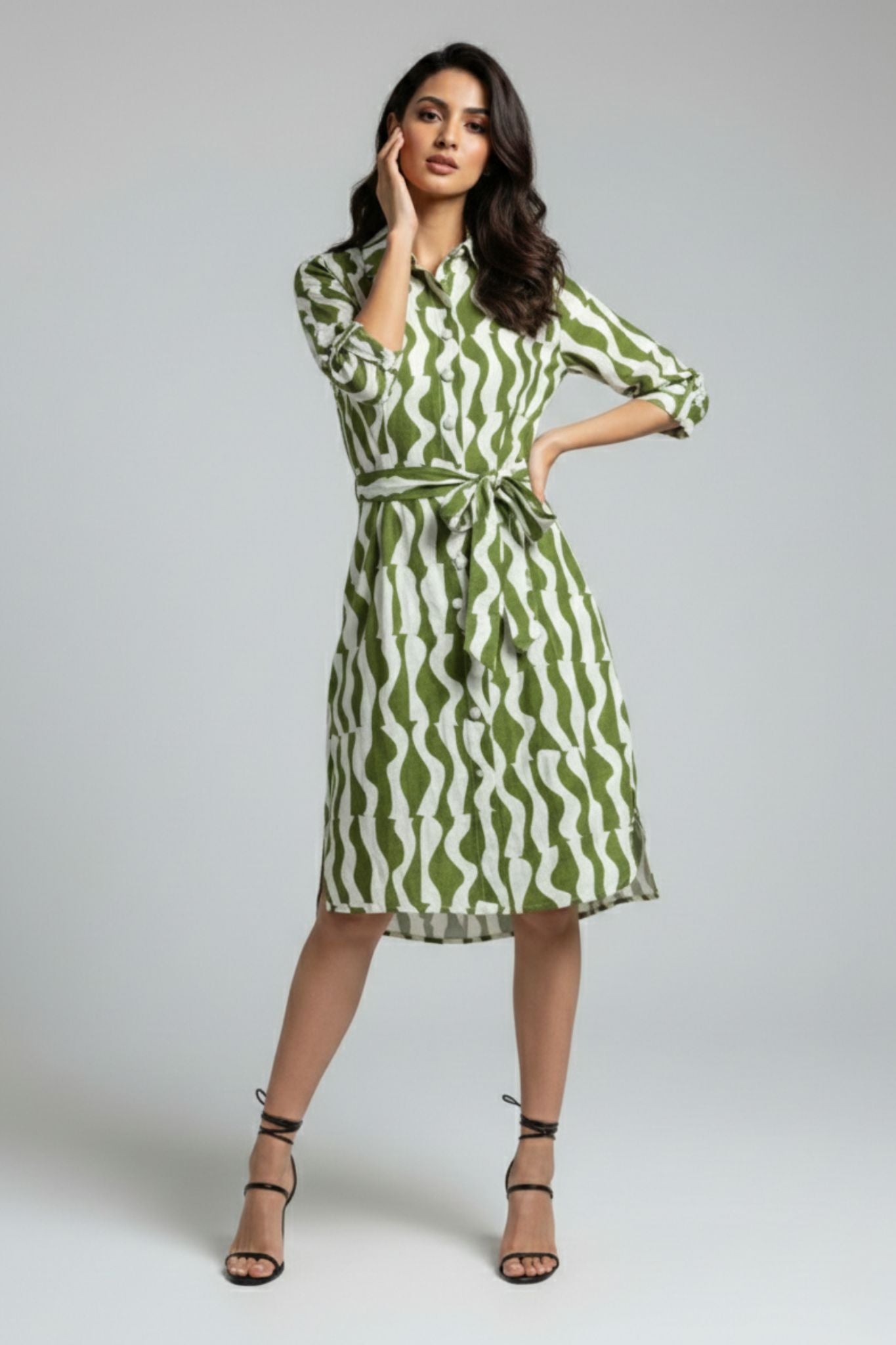 Tie-Up Shirt Dress - Multi | Viscose Blend