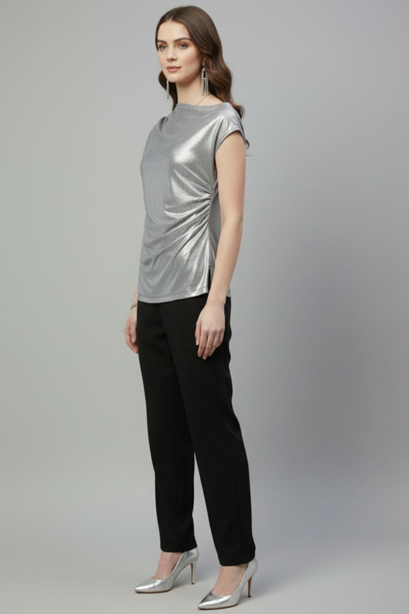 Silver Metallic Shine Top