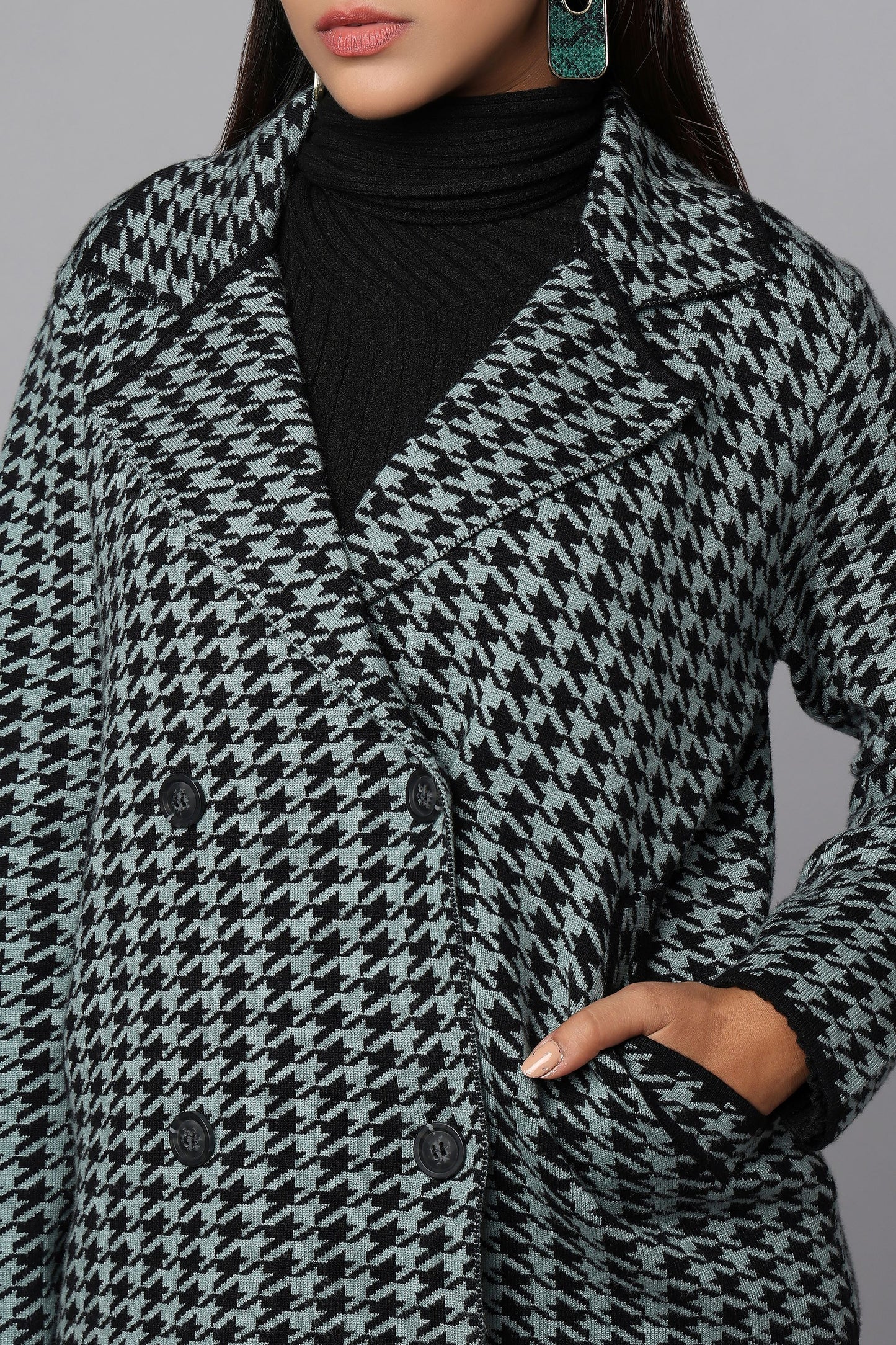 Houndstooth Heritage Green Knit Jacket