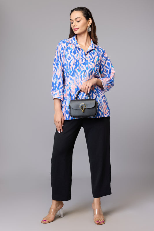 Vibrant Blue Printed Statement Shirt