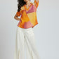 Abstract Printed V-Neck Top – Multi | Viscose Blend