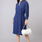 Blue Overlap Midi Dress