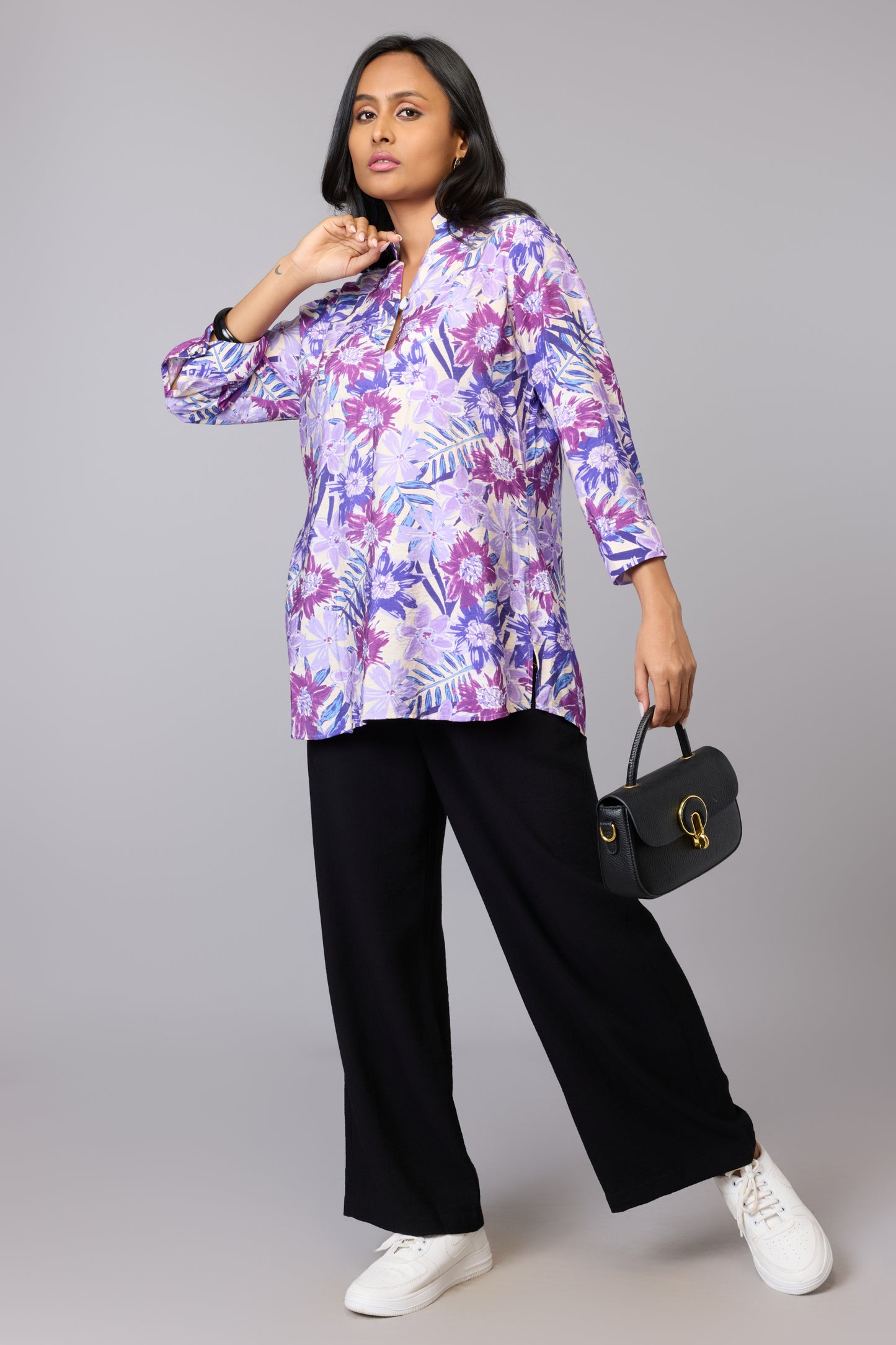 Purple Bloom Longline Top