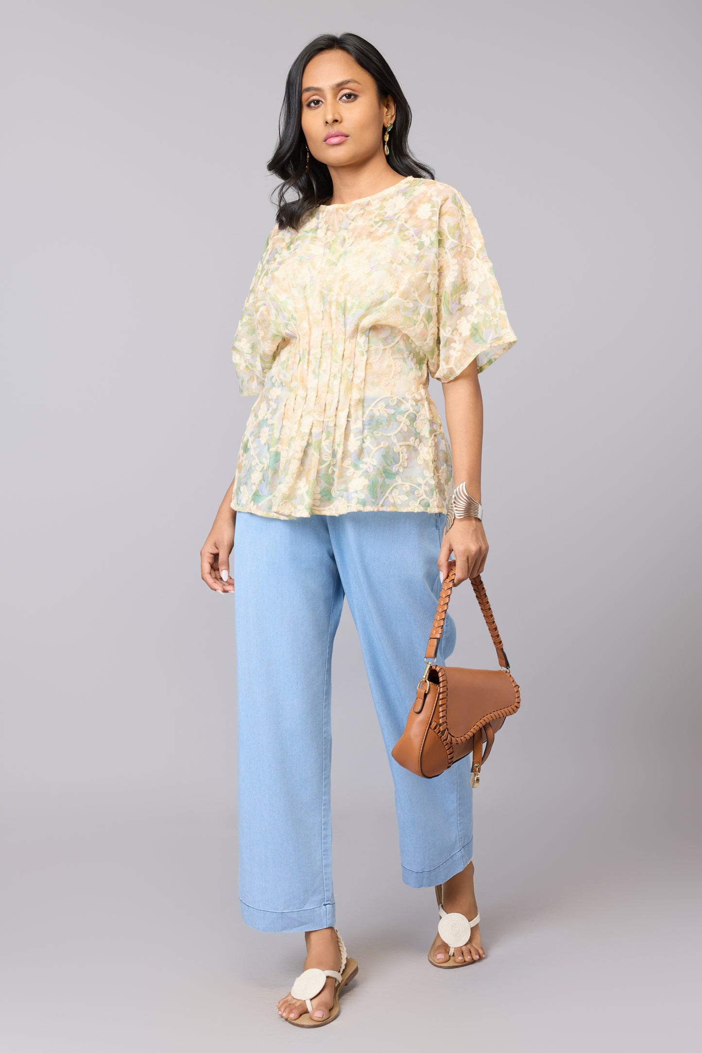 Vanilla Drape Floral Top