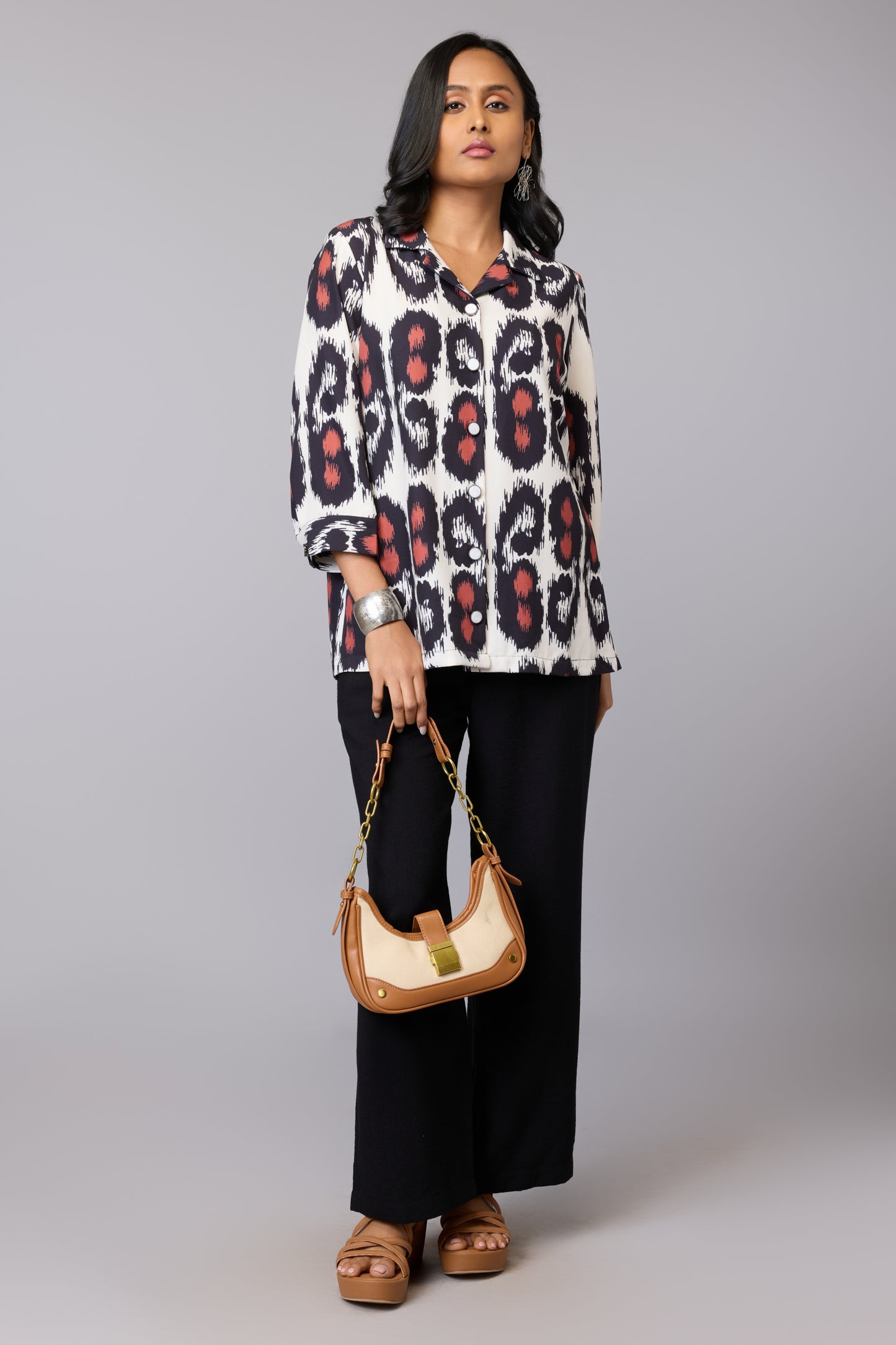 Striking Ikat Shirt Style Top