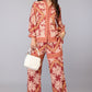 Palm Print Co-Ord Set - Brown | Viscose Blend