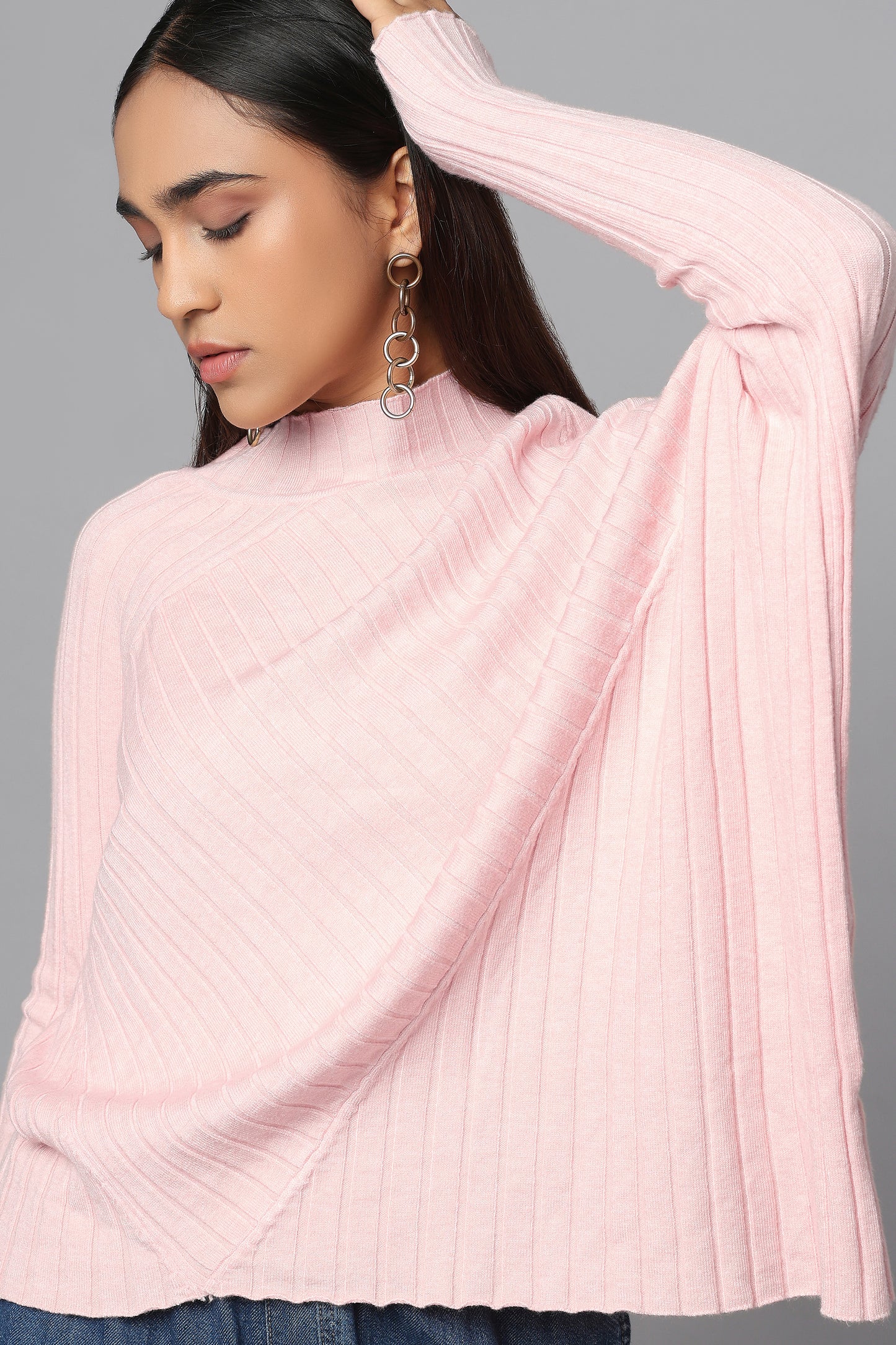 Effortlessly Chic Asymmetrical Sweater - Pink