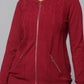Knit Zip-Front Maroon Sweater with Pocket Detail