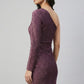 Wine One-Shoulder Lurex Party Dress