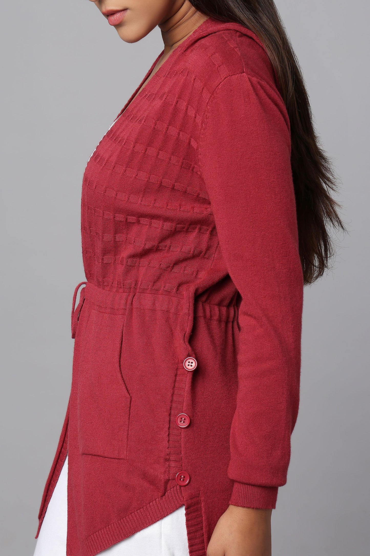 Everyday Knit Hoodie with Pockets - Maroon