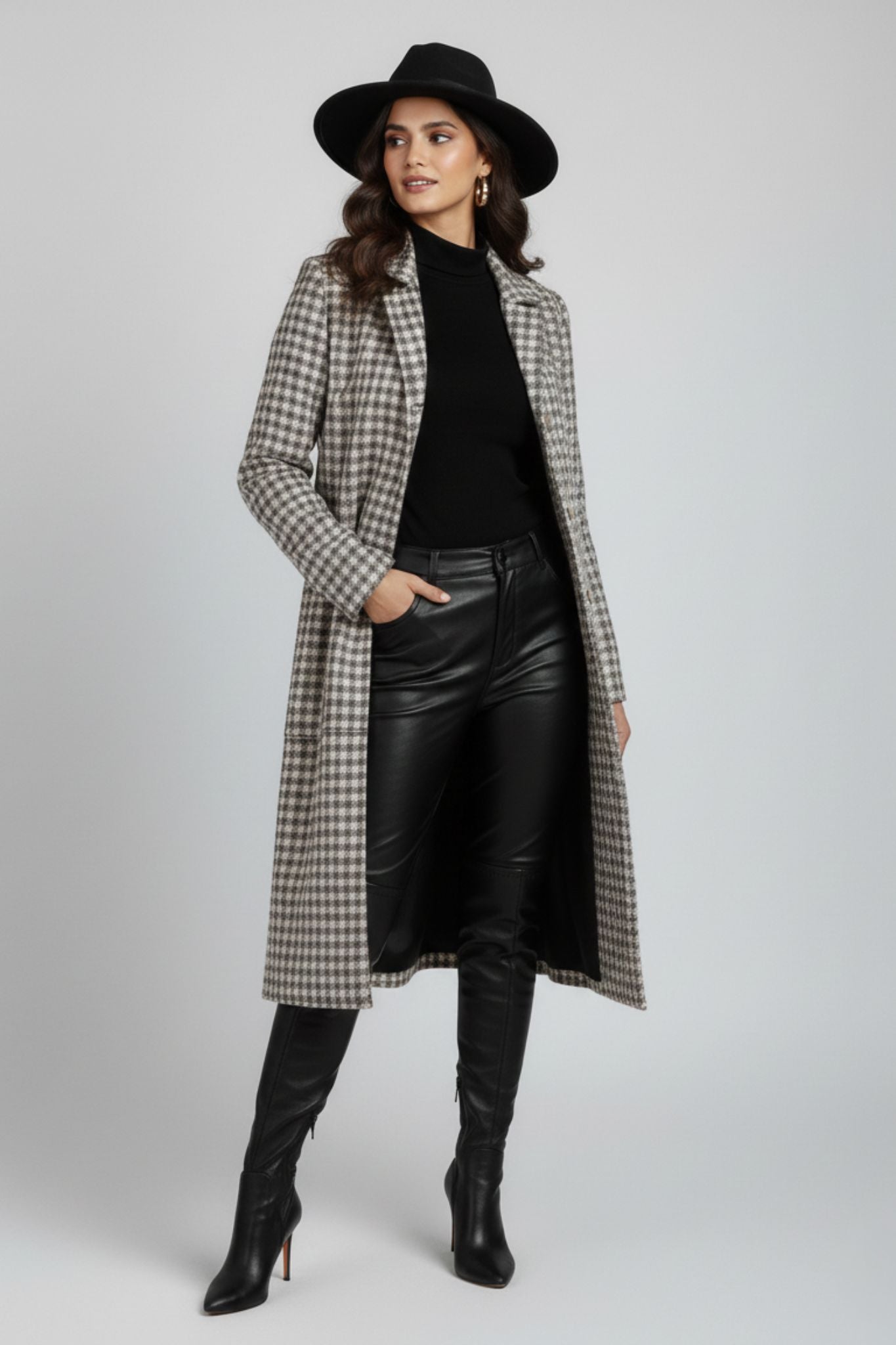Pink Checked Longline Jacket