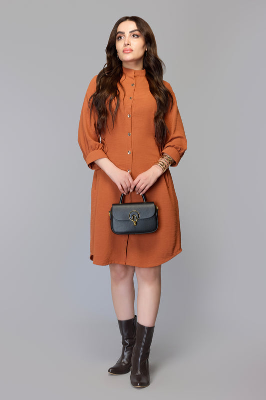 Terracotta Ease Shirt Dress
