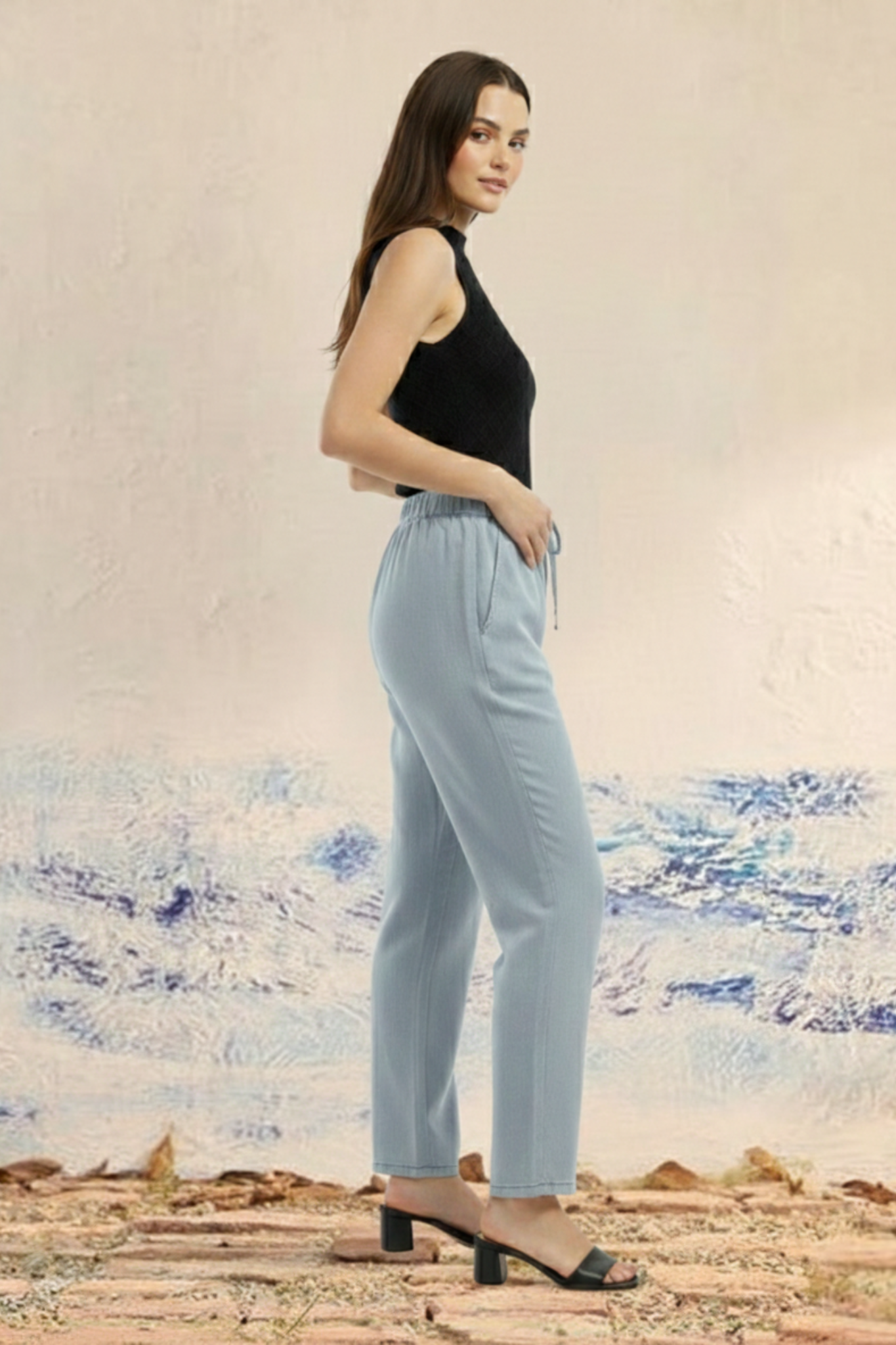 Soft Blue Lyocell Denim Trouser