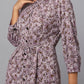 Purple Floral Shirt Dress with Waist Belt