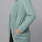Longline Knit Sweater with Draped Hem - Sage