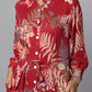 Red Printed Tie-Waist Shirt Dress