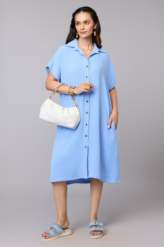 Sky Blue Shirt Dress