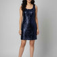 Blue Sequin Bodycon Midi Dress