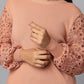 Lace Sleeve Pink Knit Sweater