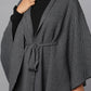 Belted Cape Sweater with Flared Hem - Black