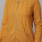 Knit Zip-Front Ocher Sweater with Pocket Detail