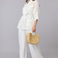 Classic White Belted Schiffli Shirt