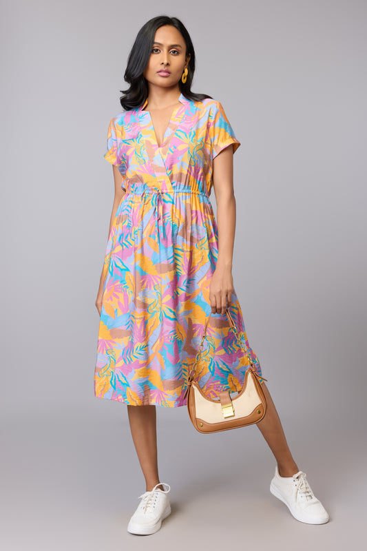 Sunset Glow V-Neck Dress
