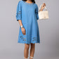 Blue Lyocell Denim A-Line Dress