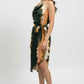 Asymmetric Cowl Neck Dress - Multi | Polyester