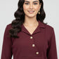 Maroon Button-Detail Co-Ord Set