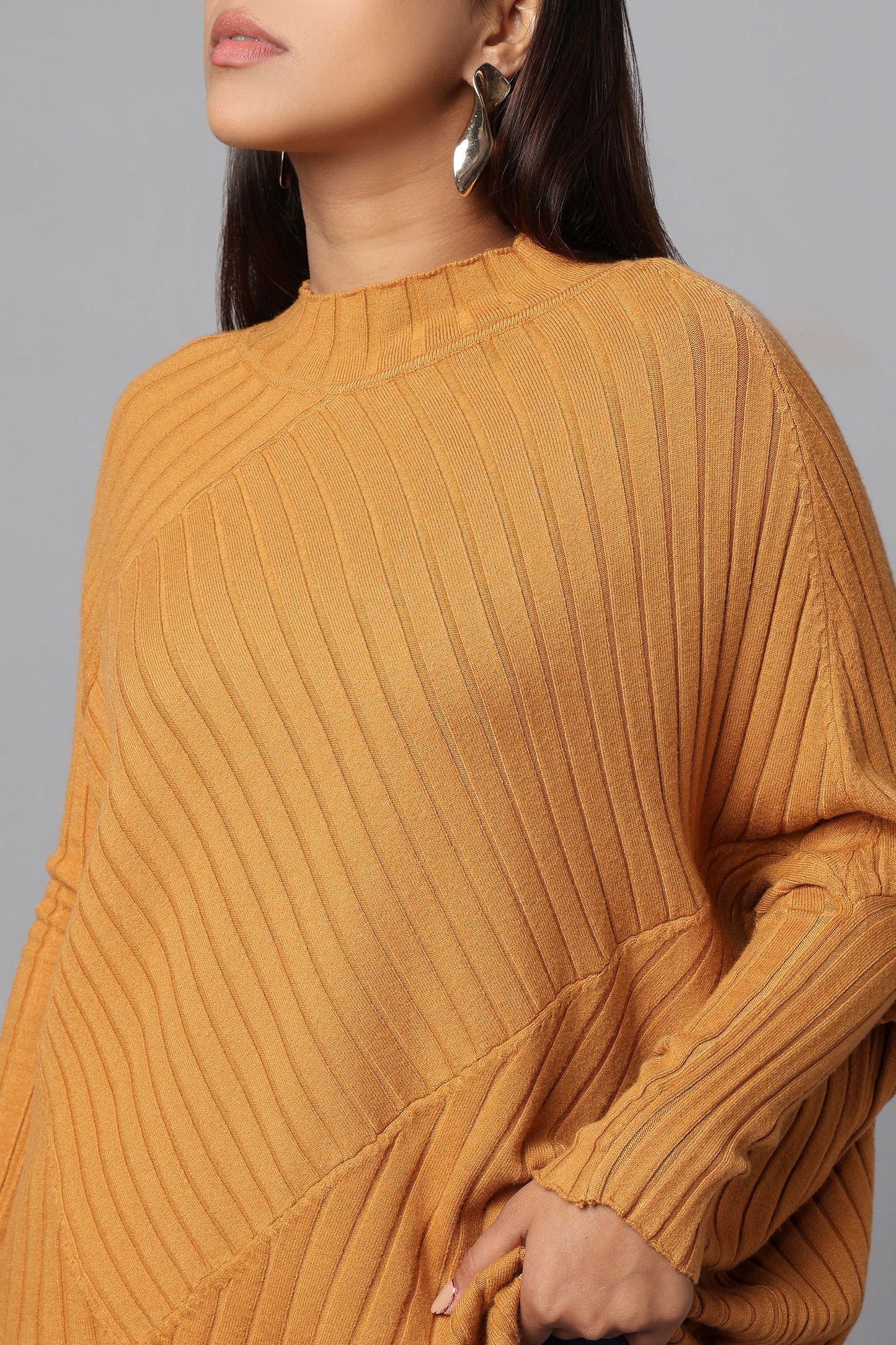 Effortlessly Chic Asymmetrical Sweater - Ocher