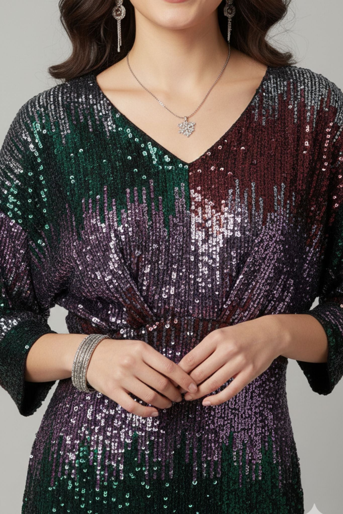 Multicolour Sequin Midi Dress