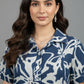Abstract Print Shirt Dress -  Blue | Lyocell Denim