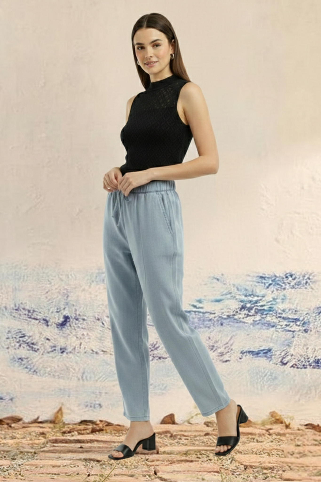 Soft Blue Lyocell Denim Trouser