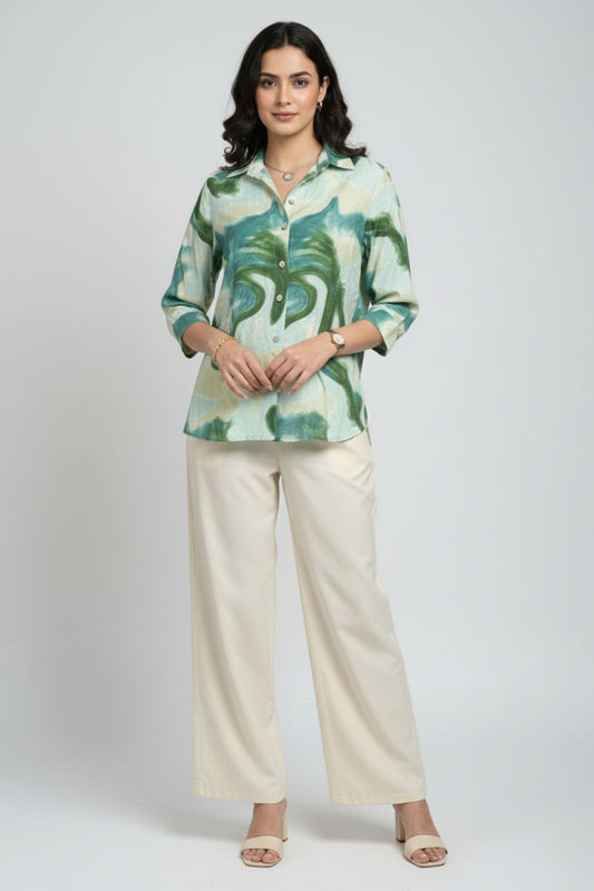 Abstract Print Shirt - Multi | Viscose Blend