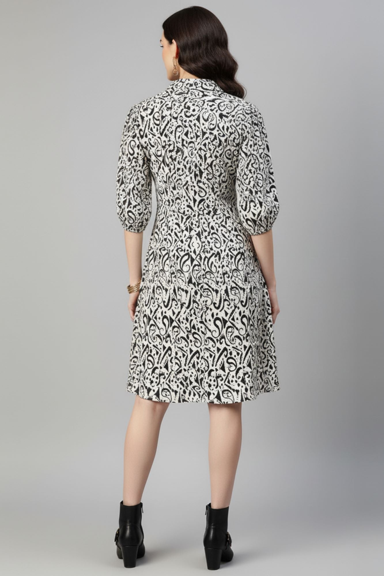 Monochrome Fit & Flare Shirt Dress