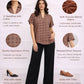 Short Sleeve Printed V-Neck Top – Rust | Viscose Blend