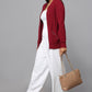 Knit Zip-Front Maroon Sweater with Pocket Detail