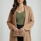 Dark Beige Ribbed Open Shrug
