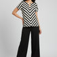 Criss Cross Neck Striped Top – Black & White | Silk Blend