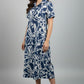 Abstract Print Shirt Dress -  Blue | Lyocell Denim