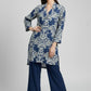 Longline Printed Tunic - Blue | Lyocell Denim