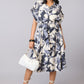 Abstract Belted Midi Dress - Multi | Viscose Blend