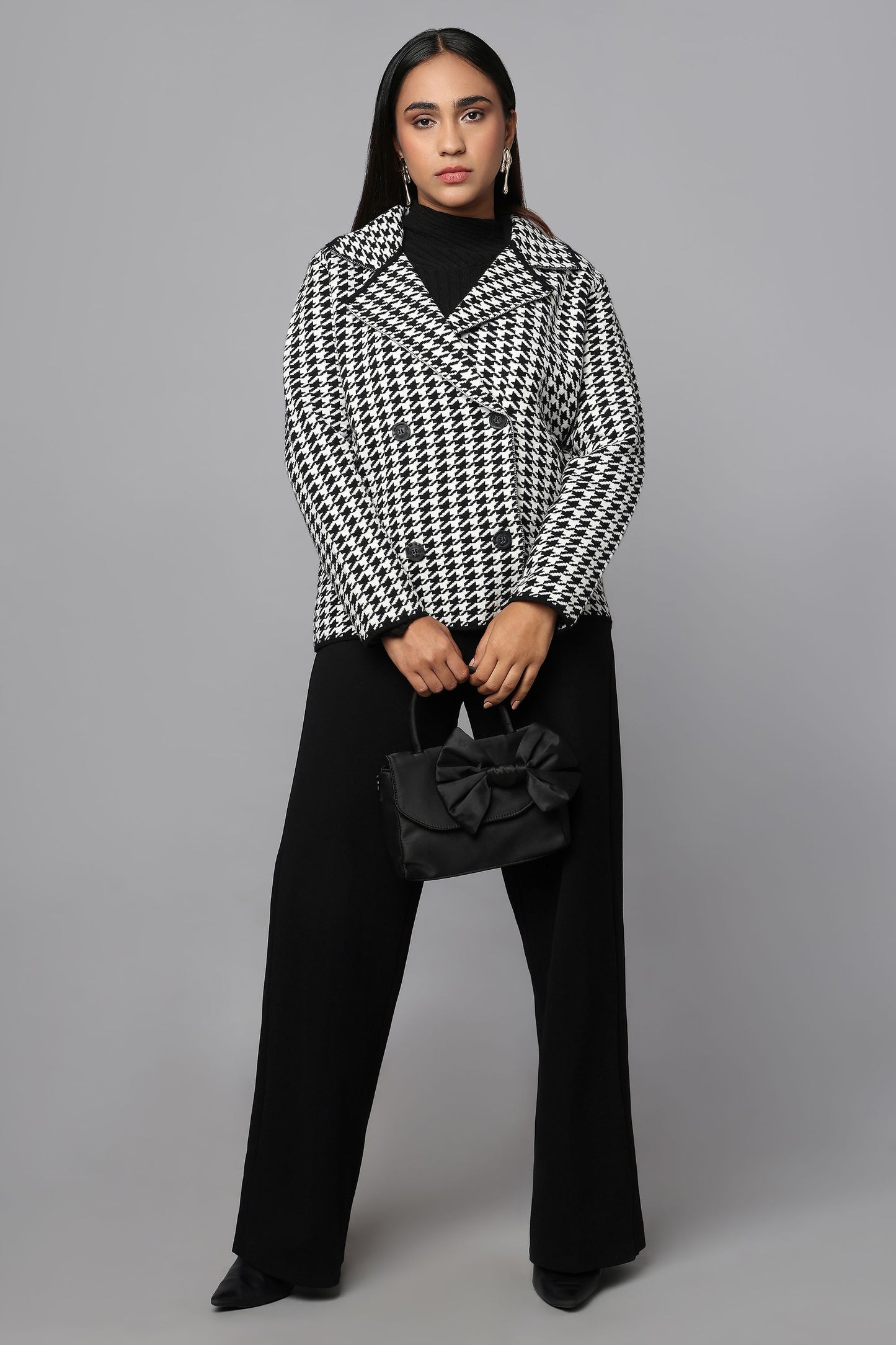 Houndstooth Heritage Black & White Knit Jacket