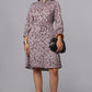 Purple Floral Shirt Dress with Waist Belt
