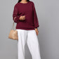 Lace Sleeve Maroon Knit Sweater