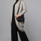 Longline Knit Sweater with Draped Hem - Grey