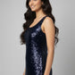 Blue Sequin Bodycon Midi Dress